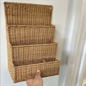 Vintage wicker Woven Wall Organizer